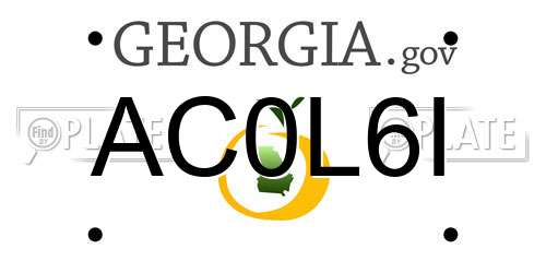 AC0L6I Georgia License Plate