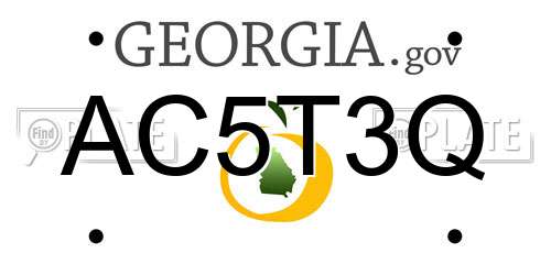 AC5T3Q Georgia License Plate