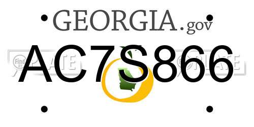 AC7S866 Georgia License Plate
