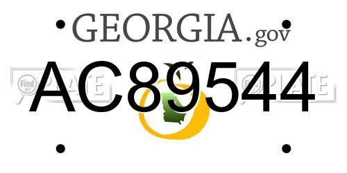 AC89544 Georgia License Plate