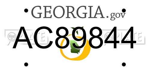 AC89844 Georgia License Plate