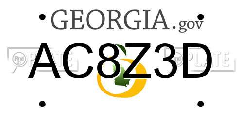 AC8Z3D Georgia License Plate