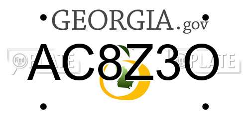 AC8Z3O Georgia License Plate