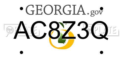 AC8Z3Q Georgia License Plate