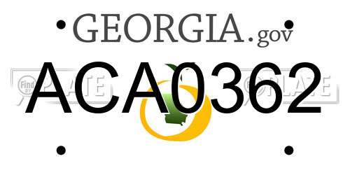 ACA0362 Georgia License Plate