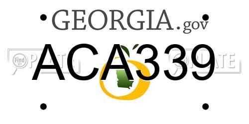 ACA339 Georgia License Plate