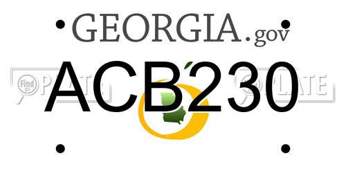 ACB230 Georgia License Plate