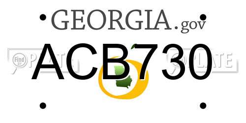 ACB730 Georgia License Plate