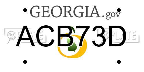ACB73D Georgia License Plate