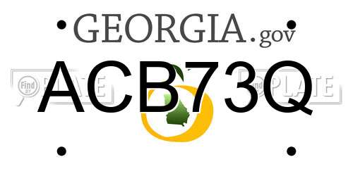 ACB73Q Georgia License Plate