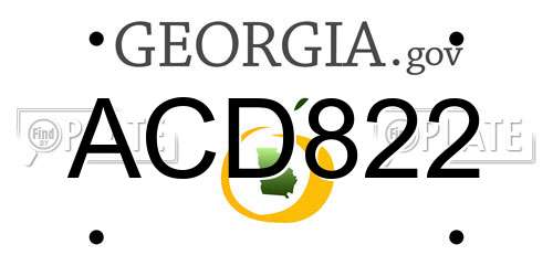 ACD822 Georgia License Plate