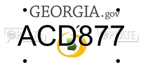 ACD877 Georgia License Plate