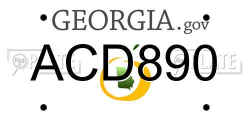 ACD890 Georgia License Plate