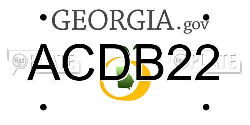 ACDB22 Georgia License Plate
