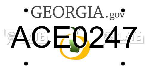 ACE0247 Georgia License Plate