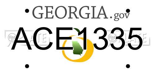 ACE1335 Georgia License Plate