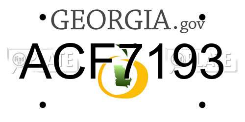 ACF7193 Georgia License Plate