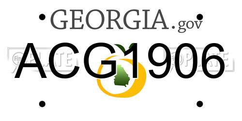 ACG1906 Georgia License Plate