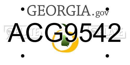 ACG9542 Georgia License Plate