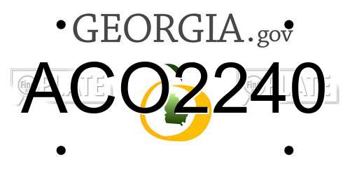 ACO2240 Georgia License Plate