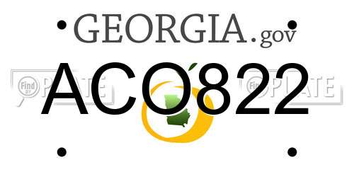 ACO822 Georgia License Plate