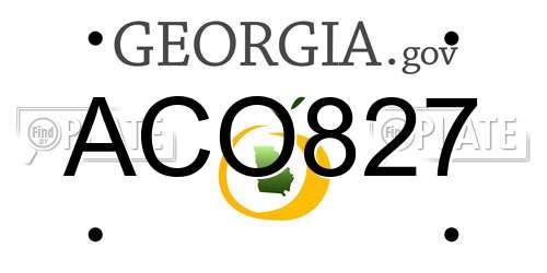 ACO827 Georgia License Plate