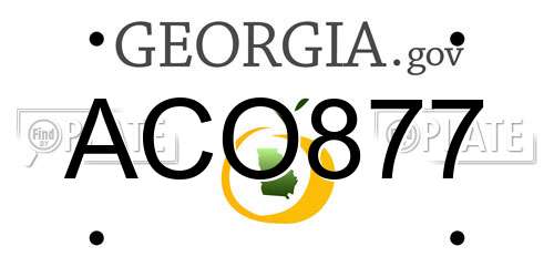 ACO877 Georgia License Plate