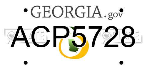 ACP5728 Georgia License Plate