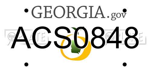 ACS0848 Georgia License Plate
