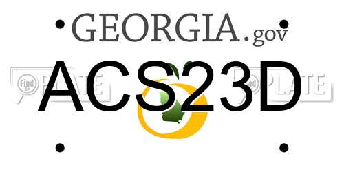 ACS23D Georgia License Plate