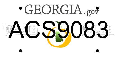 ACS9083 Georgia License Plate