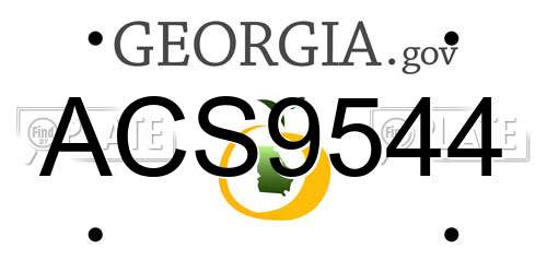 ACS9544 Georgia License Plate