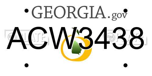 ACW3438 Georgia License Plate