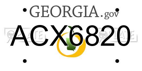ACX6820 Georgia License Plate
