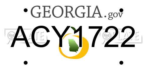 ACY1722 Georgia License Plate