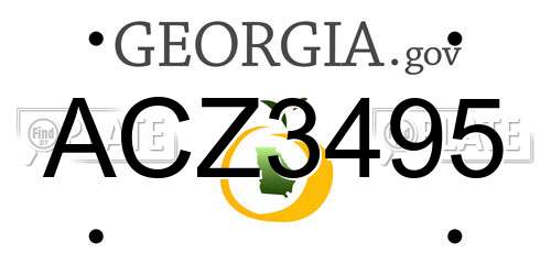 ACZ3495 Georgia License Plate