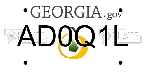 AD0Q1L Georgia License Plate