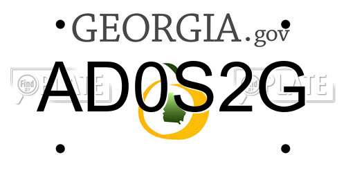 AD0S2G Georgia License Plate