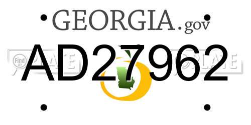 AD27962 Georgia License Plate