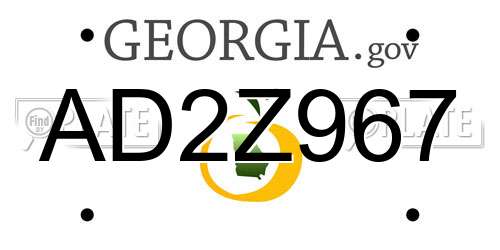 AD2Z967 Georgia License Plate