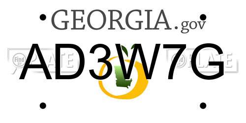 AD3W7G Georgia License Plate