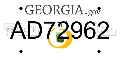 AD72962 Georgia License Plate