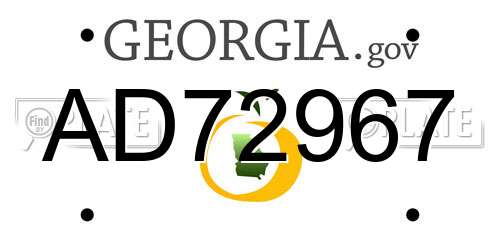 AD72967 Georgia License Plate