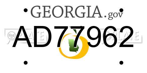 AD77962 Georgia License Plate