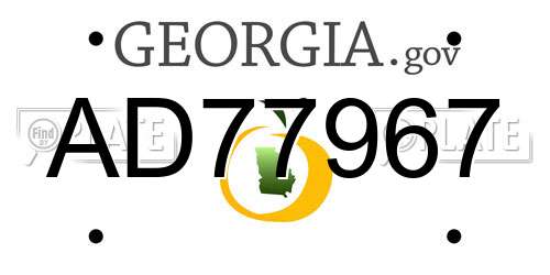 AD77967 Georgia License Plate