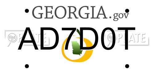 AD7D0T Georgia License Plate