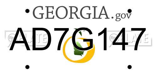 AD7G147 Georgia License Plate