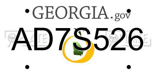 AD7S526 Georgia License Plate