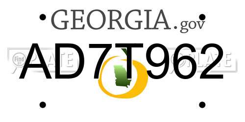 AD7T962 Georgia License Plate