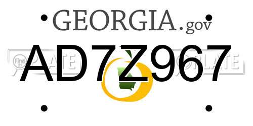 AD7Z967 Georgia License Plate